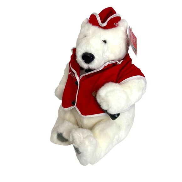 Coca-Cola Polar Bear Plush Red Jacket Hat Bottle Tags - Picture 1 of 13